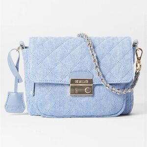 MZ Wallace Light Blue Denim Small Crosby Lock Crossbody